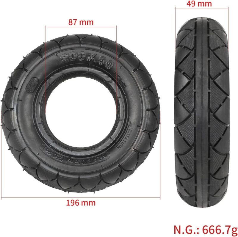 pneu sólido 200x50 para trotinete elétrica